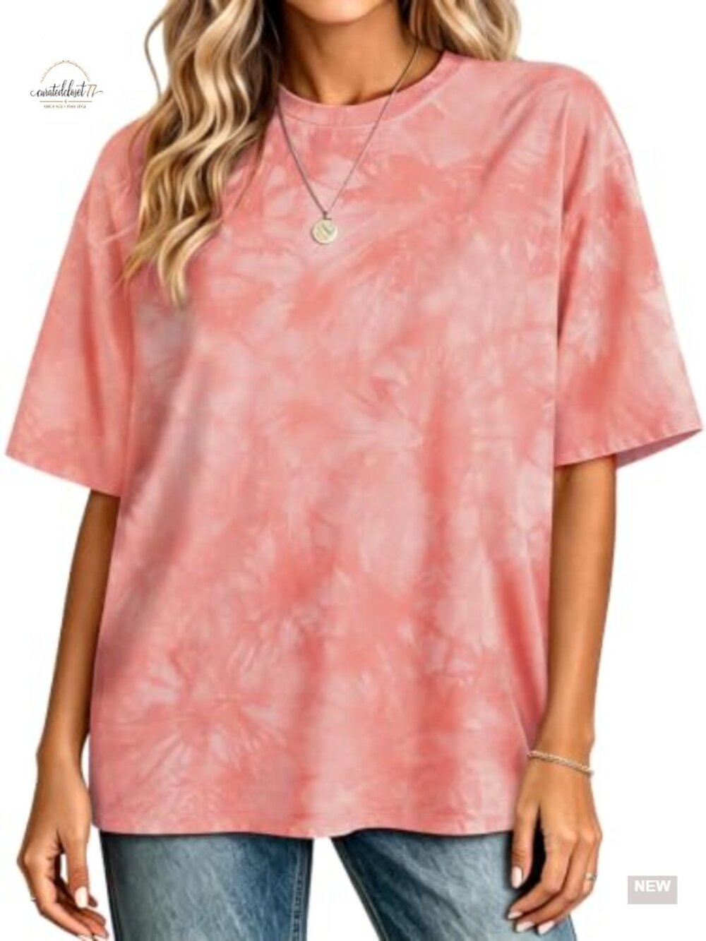 Oversized Tie Dye Short Sleeve Women's Graphic T-Shirt Crew Neck Summer Top